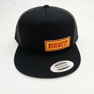 Black Yupoong Flat Bill Snap Back Pirelli Tires  Hat